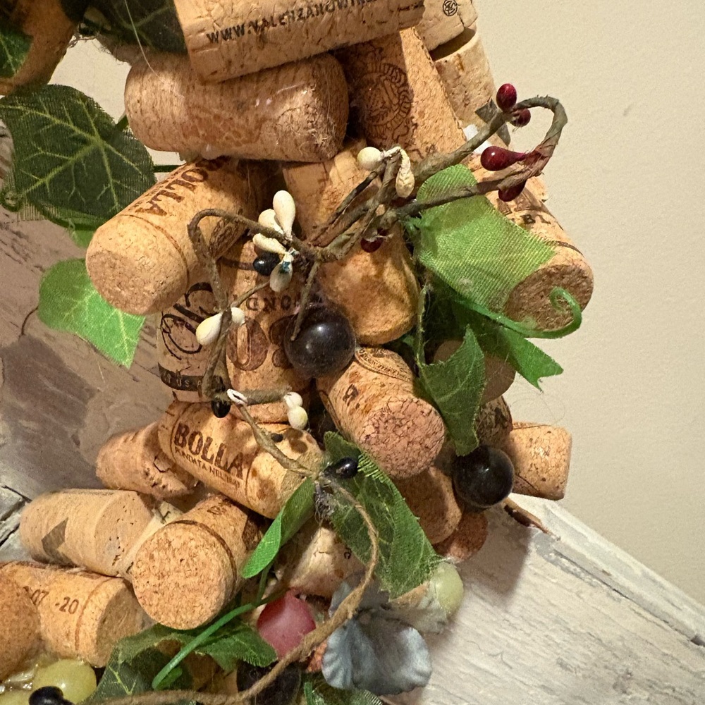 Festive Cork and Greenery Holiday Wreath - Picture 3 of 4